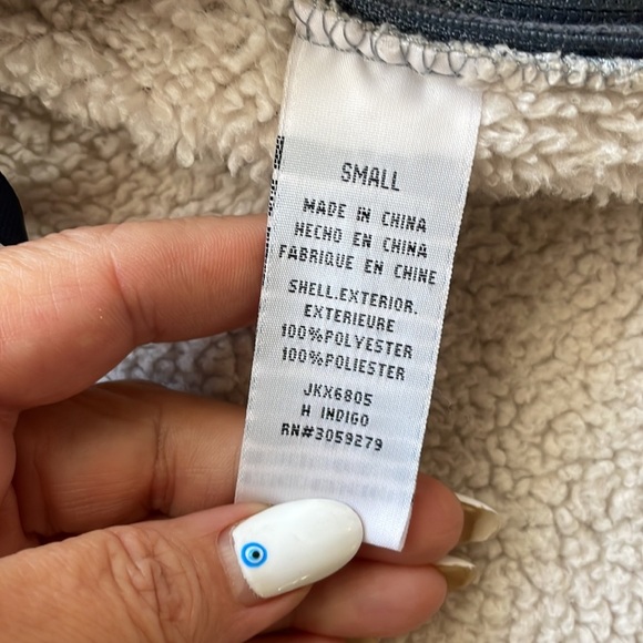 Thread supply women’s relaxed fit 1/4 zip Heather blue hoodie sherpa lining SM - Picture 12 of 15